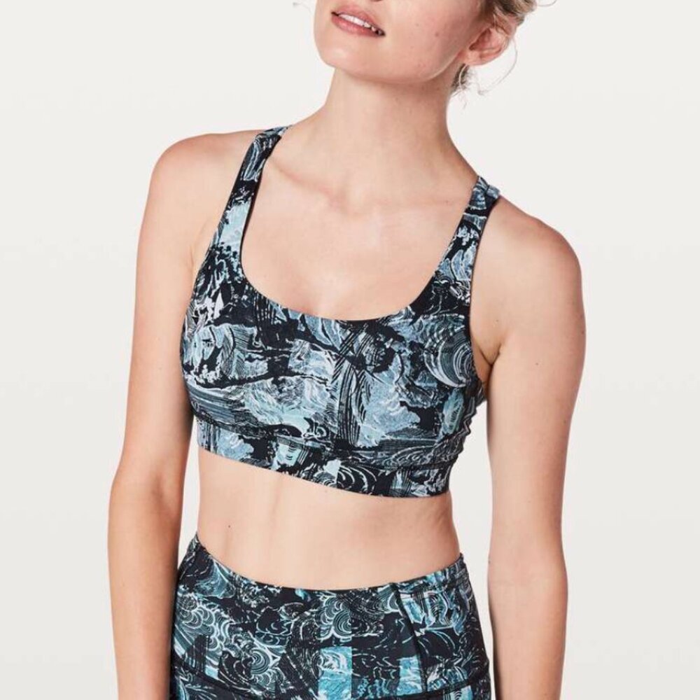 Lululemon Energy Bra Eternal Wave Starlight Black Size 6